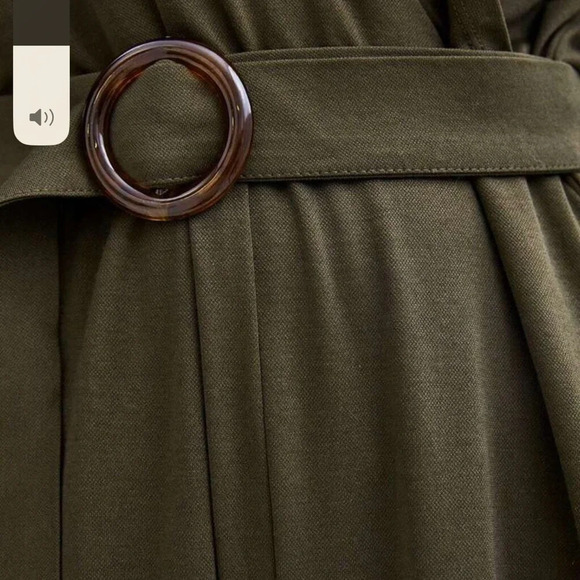 ZARA WOMAN OLIVE GREEN JUMPSUIT WITH BELT SHORT SLEEVE - Picture 12 of 12